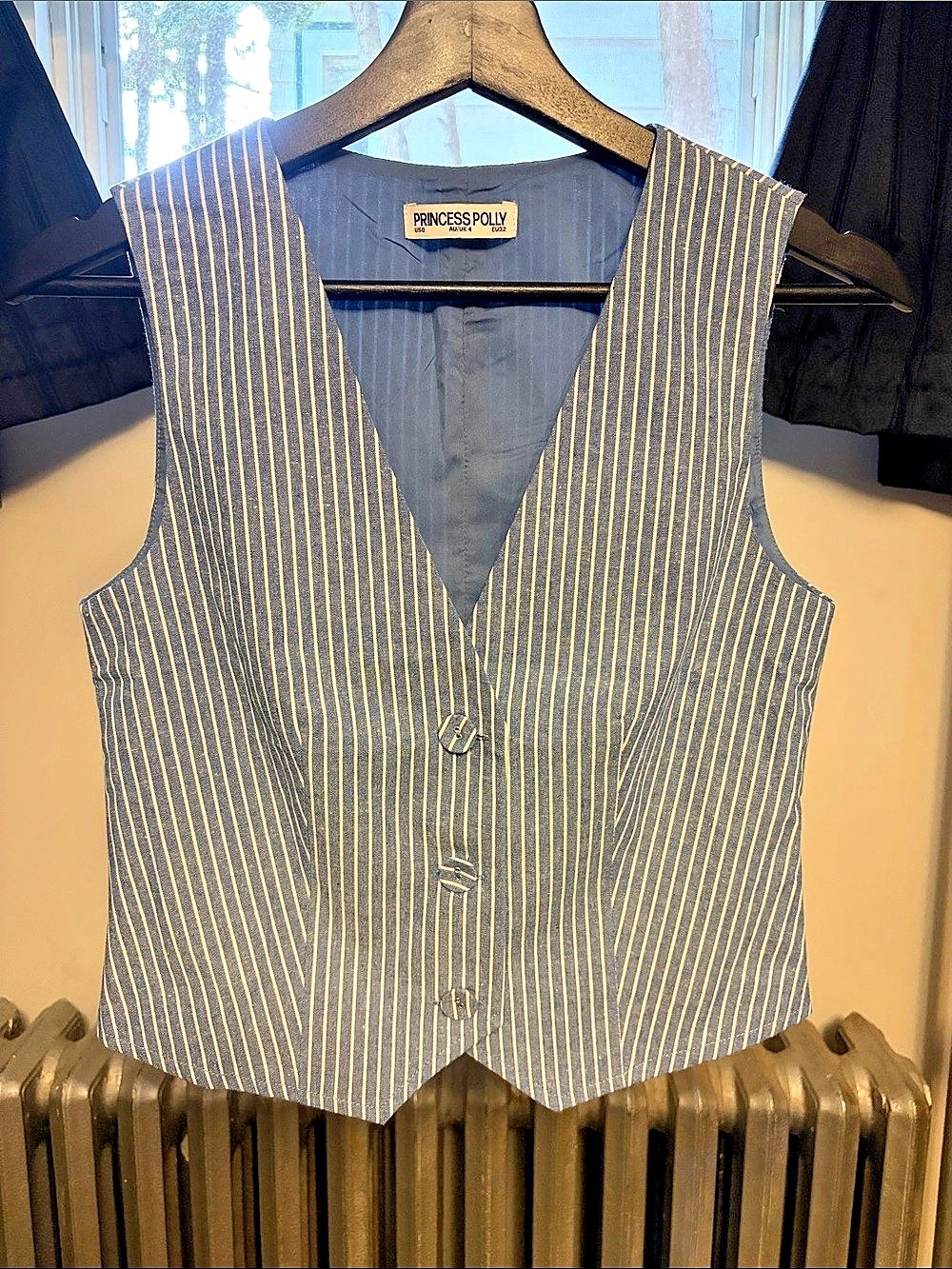 Princess Polly Striped Vest Blue & White